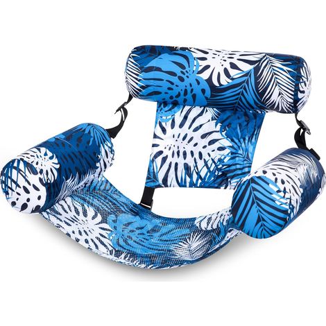 Hamac et chaise gonflables flottants pour adultes  Compatibles avec les transats aquatiques, parfaits pour se détendre au bord de la piscine et à la plage, bleu