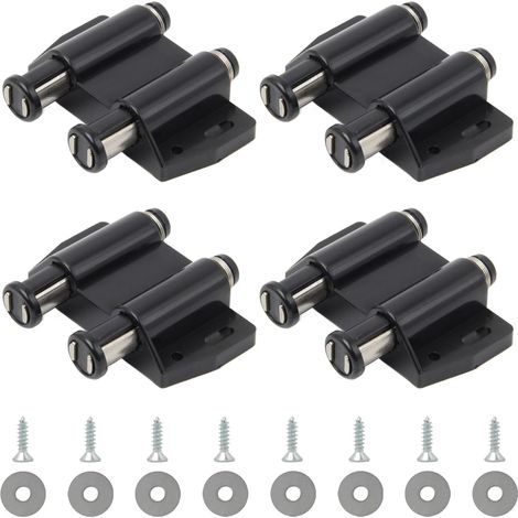 Push-to-Open-Magnet, 4 Stück, Doppel-Push-Magnetverschluss, gefederter magnetischer Türverschluss, Kunststoff-Schrankmagnetverschluss mit Schrauben für Tür, Schrank, Schublade (schwarz) (1/5)