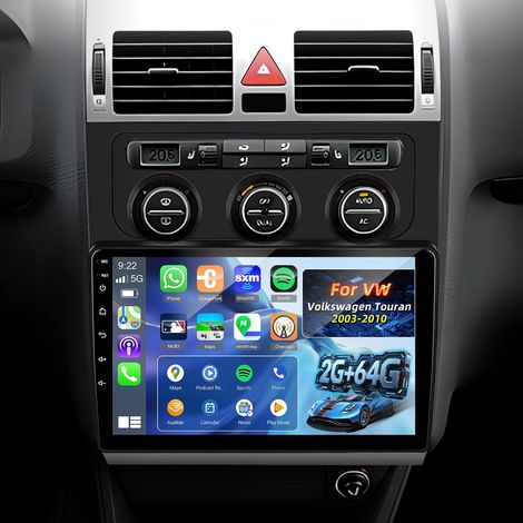 [2G+64G] Android Autoradio pour Touran 2003-2010 avec sans Fil Carplay et Android Auto, Écran Tactile HD de 10,1 Pouces avec GPS/WiFi/Bluetooth/EQ/FM RDS (1/5)