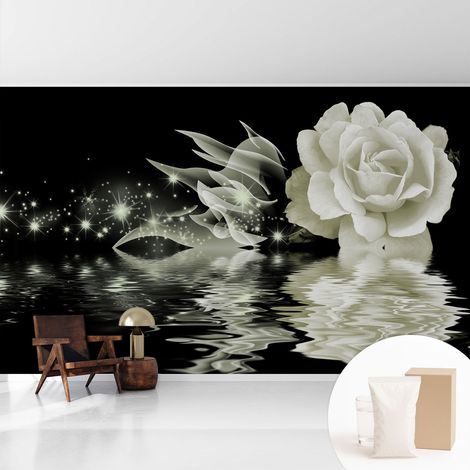 Papier peint intissé mural avec imprimé motifs uniques apparence moderne - Colle incluse gratuite Rose lumineuse 416x254 cm (1/5)