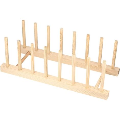 NC Bamboo Wood Dish Drying Rack for Kitchen Books Wine Glasses Cutting Board Dish Drainer for Kitchen Counter (1/5)