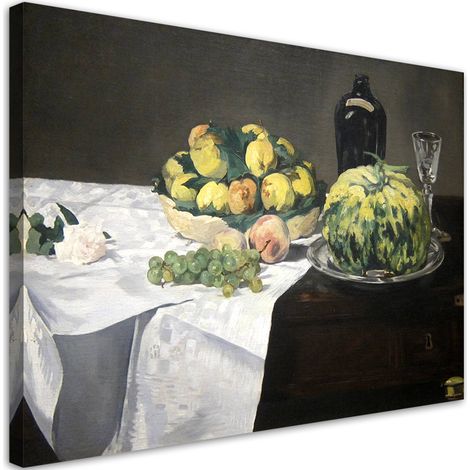 Tableau sur toile Nature morte au melon et aux pêches 60x40 (1/5)
