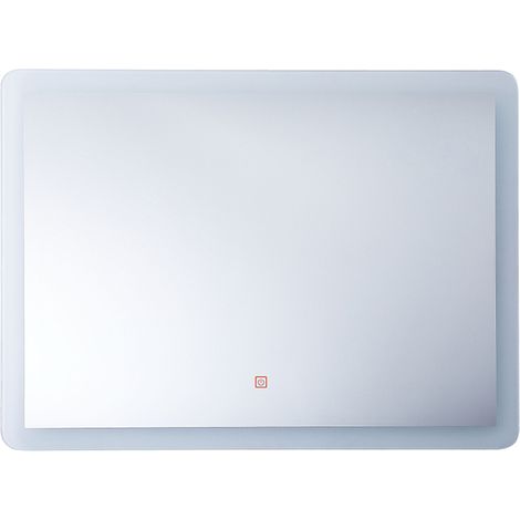 Espejo de pared plateado con luz LED rectangular 60 x 80 cm sistema anti vaho Corroy