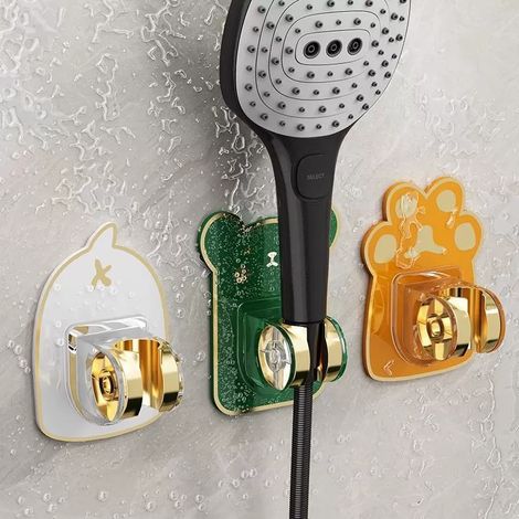 3-teilige Duschhalterung, stanzfreier, wandmontierter Duschkopfhalter, selbstklebender, wasserdichter Duschkopfständer, verstellbares Badezimmerzubehör (1/4)
