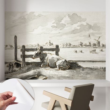 Tapete adhésive moderne pour salon et chambre à coucher Décoration rapide avec colle Idylle champêtre 104x70 cm (1/5)
