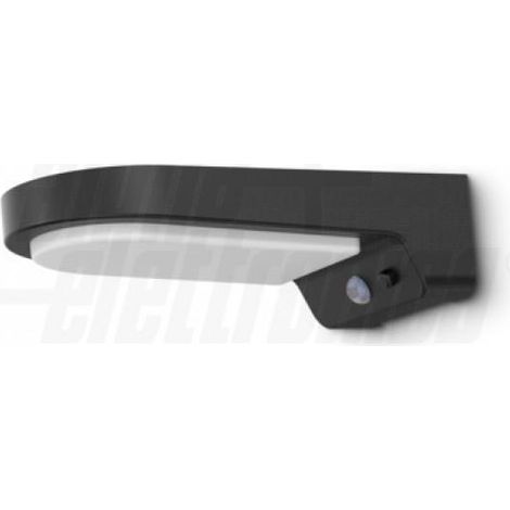Lampada da parete led ad energia solare alpha elettronica atlas 10w 4000k grigio antracite - jo458/10nw