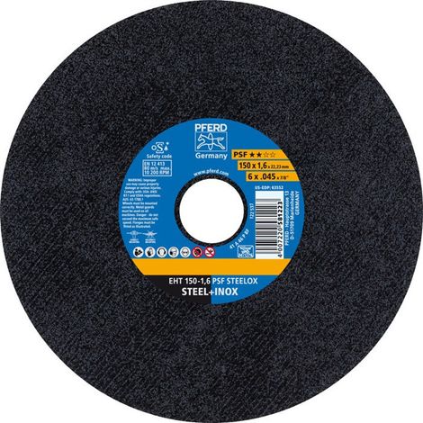Disco da taglio PSF STEELOX D150x1.6mm dritto INOX trapano 22.23mm PFERD (Per 25)