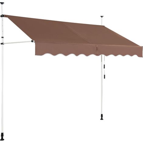 Tenda da sole retrattile 250 x 125 cm per balcone e terrazza regolabile in altezza e inclinazione stile moderno alluminio marrone 200010429