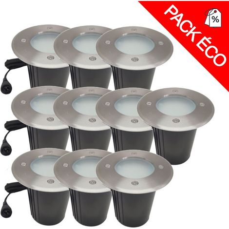 Pack de 10 spots 230V encastrables extérieurs 7W 60LED 3000K Limão® (1/2)