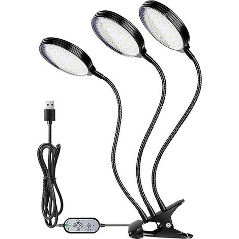Lampe de croissance USB pour plantes d'intérieur, 312 LED, spectre complet, lumière du soleil, fixation par pince, 5 niveaux d'intensité, minuterie 4/8/12 h-AquaForge (1/5)