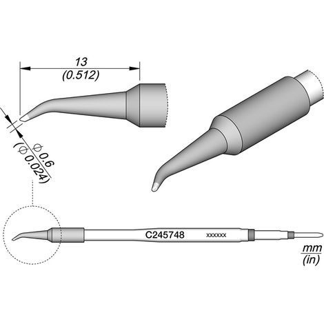 Cartucho Curvado Bisel Ø0,6mm C245-748