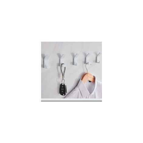 Lot de 5 crochets adhésifs doubles pour serviettes de salle de bain, fixation murale adhésive pour cuisine, salle de bain, bureau, dressing, aluminium, blanc… - Crezuo (1/4)