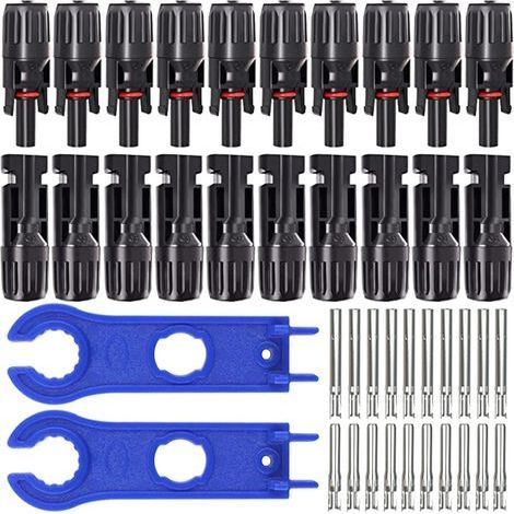 BUNTHAUS 10 Paires Photovoltaique Câble Connecteur, Connecteur PV, Connecteur Solaire Photovoltaïque avce Clés Hexagonales, Connecteur Solaire Mâle + Femelle pour Panneaux Solaires Cable Accessoires (1/5)