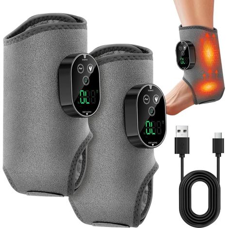 Lot de 2 masseurs de pieds électriques 3 en 1 - Sans fil - Portable - 6 niveaux de chauffage et 3 vibrations - Minuterie pour soulager la douleur et la relaxation en profondeur (1/5)