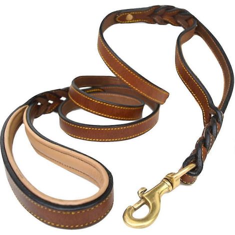 Collier souple en cuir tissé pour chien avec poignée de circulation Xqpc84 (1/5)