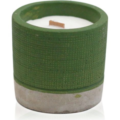Bougie de soja en béton en pot - Vert - Mousse de mer et herbes- Vendu par 1 (1/4)