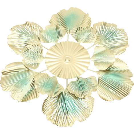 Décoration murale de luxe de style nordique, suspension murale miroir en forme de feuille d'abricotier, objet en fer forgé, décoration de porche, 46 x 45,5 x 3,5 cm / 18,1 x 17,9 x 1,4 po (1/5)