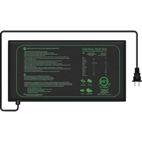 Tapis Chauffant pour Semis 21W, Étanche, Dimensions 25,4 x 52 cm, pour Plantes et Herbes Aromatiques, Également pour Plateaux de Germination (1/4)