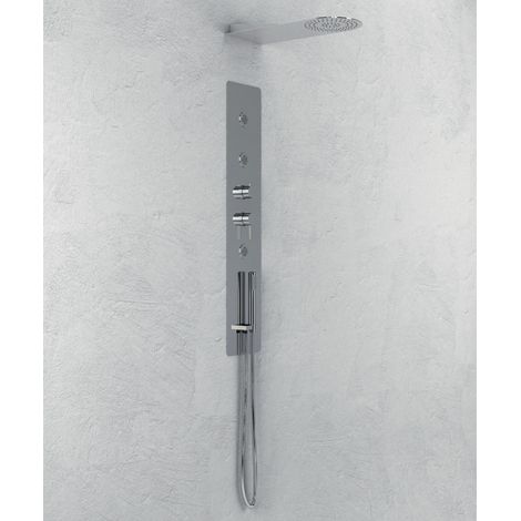 Wall kit a parete da incasso a muro acciaio inox + soffione doccia a parete acciaio inox punta tonda (1/3)
