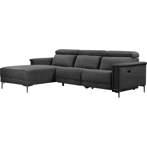 Lund-Canapé Chaise Lounge avec 1 fauteuil inclinable électrique en tissu anthracite (1/5)