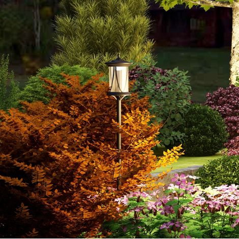 Lampione solare da giardino 17x17x127 cm, sensore crepuscolare, IP44, ABS nero (1/5)