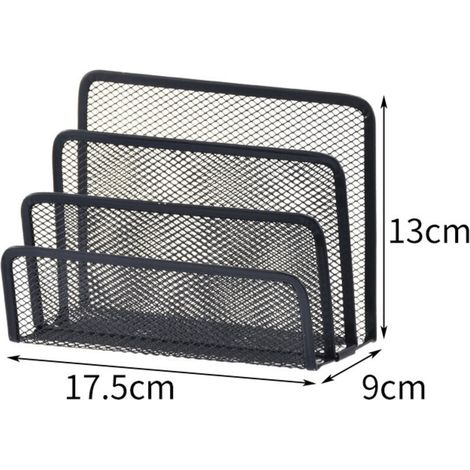 Organiseur de courrier de bureau, trieur de lettres avec 3 compartiments verticaux verticaux en maille métallique, classement, organiseur de papier pour la maison ou le bureau (1 pièce) (1/3)