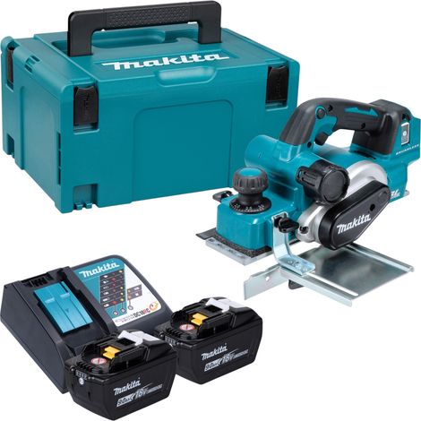 Rabot sans fil Makita DKP 181 Z 18 V 82 mm sans balais + 2 batteries 9,0 Ah + chargeur + Makpac (1/5)