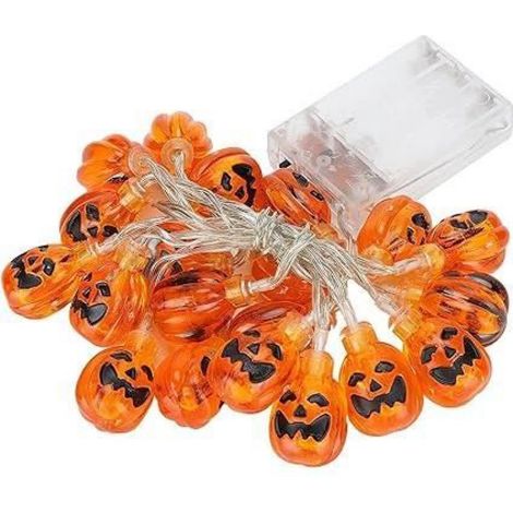 Guirlande lumineuse - - 2M - 20 lumières LED 3D - Citrouilles oranges - Décoration Halloween (1/4)