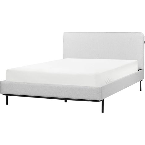 Letto Tessuto moderno imbottito con testiera EU Letto matrimoniale 140 x 200 cm Grigio con rete a doghe Corio (1/5)