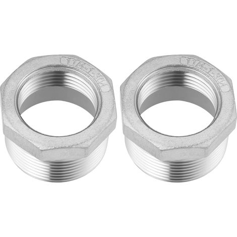 2 Pièces - Adaptateur NPT Droit en Acier Inoxydable Filetage Hexagonal 1-1/4" Mâle Vers 1" Femelle pour Tuyauterie Industrielle Et Domestique (1/5)