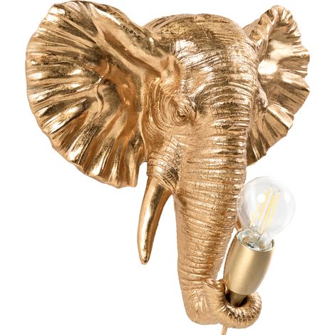 Lámpara de pared con temática animal elefante lámpara de noche lámpara de lectura para dormitorio dorada Elephanti (1/5)