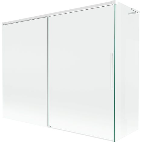 Paravento vasca da bagno Mexen Rox L 2 ante scorrevoli 190 + 90 x 150 cm, trasparente, bianco - 8C9L-190-090-20-00
