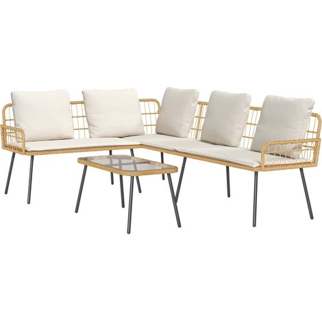 Maison Exclusive - Set Divano da Giardino con cuscino 2 pcs Naturale polyrattan