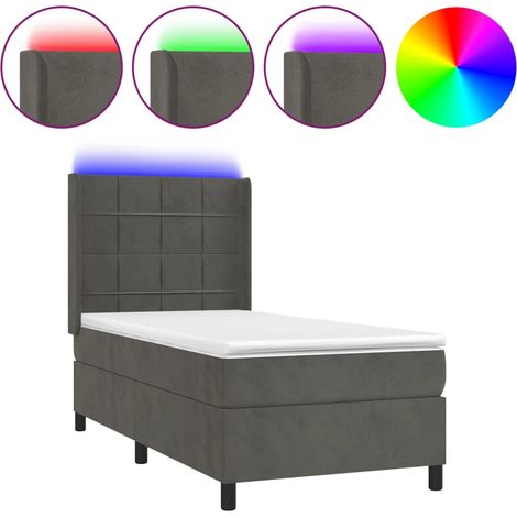 Maison Exclusive - Cama box spring colchón y LED terciopelo gris