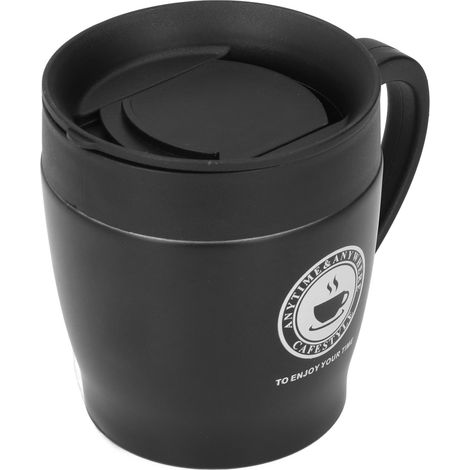 Gourde isotherme en acier inoxydable noir 330ml, tasse à café portable pour hommes d'affaires, bouteille thermos à vide, gobelet à thé élégant. (1/5)