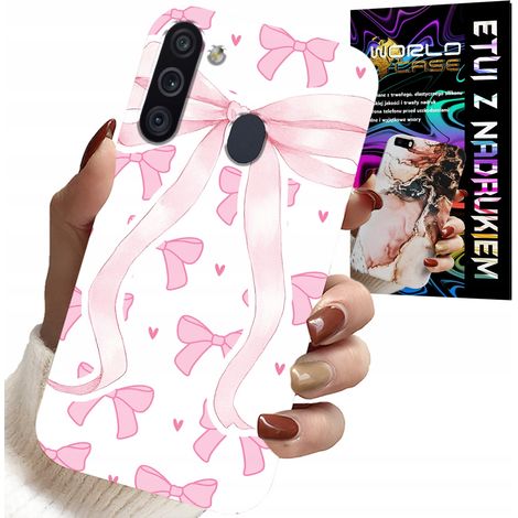 Custodia per Samsung Galaxy A21 - custodia con nastri rosa e motivi alla moda (1/5)