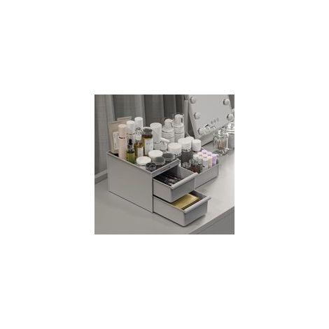 Boîte de rangement de bureau multifonctionnelle avec plusieurs compartiments et tiroirs coulissants, en plastique, adaptée au rangement de produits cosmétiques, idéale pour la maison, le bureau et l'é (1/5)