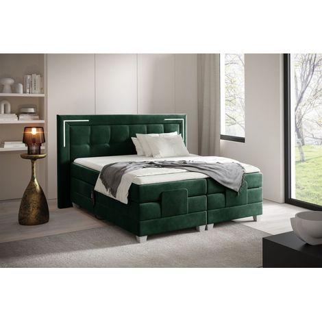 Boxspringbett Elektrisch Bett DORES 200x200cm in Stoff Fresh Flaschengrün (1/2)