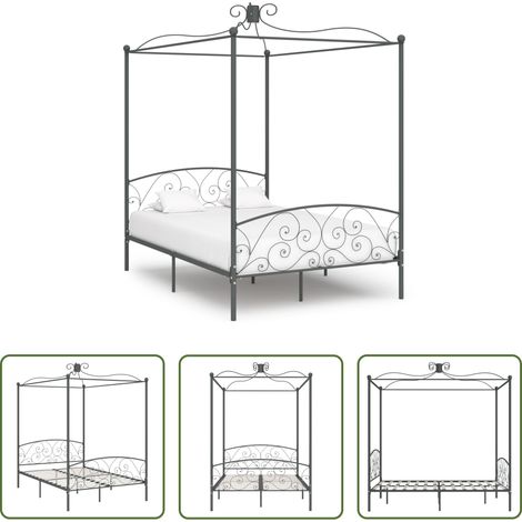 Himmelbett -  Himmelbett-Gestell Grau Metall 140 x 200 cm (1/5)