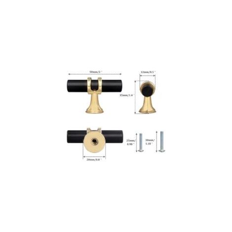 Set di 10 pomelli neri a foro singolo per cassetti, pomelli moderni a T per ante di armadi, in lega di zinco, pomelli a foro singolo per mobili da cucina, guardaroba, credenze - Crezuo
