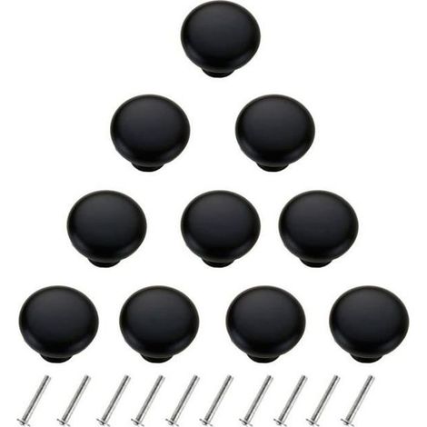 Poignées de tiroir vintage en alliage d\'aluminium - Noir - Lot de 10 - Modèle Antik - 29 mm (1/3)