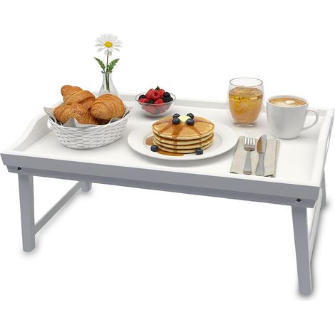 Plateau de lit en bambou avec pieds pliables et poignées (1/5)