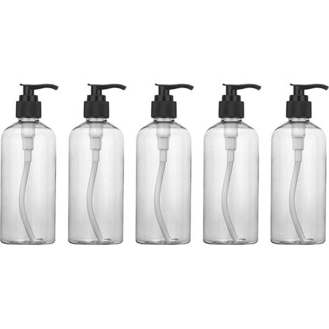 Flacon Vide Avec Pompe - 500 ml - Pour Gel Douche Savon Liquide Désinfectant Main - Usage Domestique - Lot de 5 (1/5)