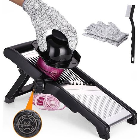 Affettatrice a mandolina per verdure - Affettatrice da cucina - Affettatura perfetta - 5 modalità di taglio regolabili - Spessore da 1 a 9 mm - Nera