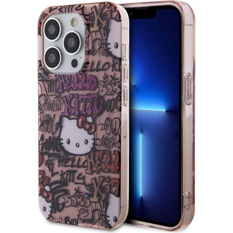 Cover per iPhone 14 Pro con scritta Hello Kitty IML Tags Graffiti (Rosa) (1/5)