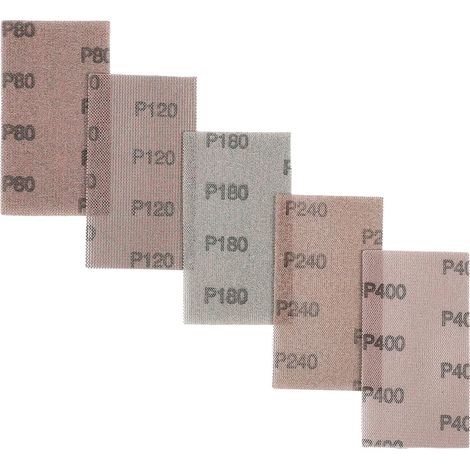 30 Pcs Bande abrasive en filet 70x125mm, Feuilles Abrasives Auto-agrippantes, pour Poncer le Bois, le Mastic, la Peinture, le Plastique (Grains: 6xP80 + 6xP120 + 6xP180 + 6xP240 + 6xP400) (1/5)