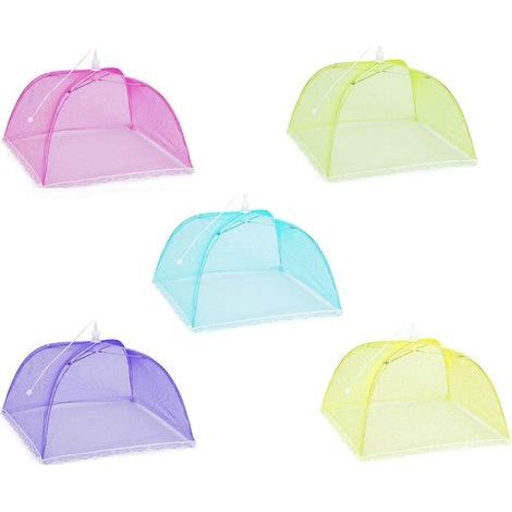 Mosquito Net Food Cloche 5pcs Foldable Mesh Cover Pop-up Food Cover Anti-Fly Mosquitoes Picnic