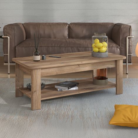 Tavolino da Salotto Pella, un Vano, Forma Rettangolare, Sfumatura Colore Ripiano Noce, 124x60x45h cm Marrone Noce (1/5)