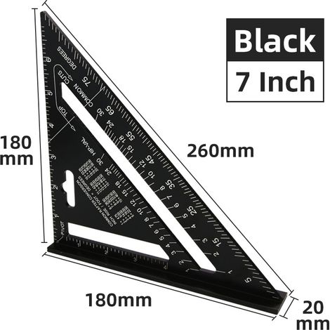 7-Zoll (17,8 cm) multifunktionales Vierkantprofil aus Aluminiumlegierung, schwarz eloxiert, rechtwinklig, hohe Präzision (1/4)