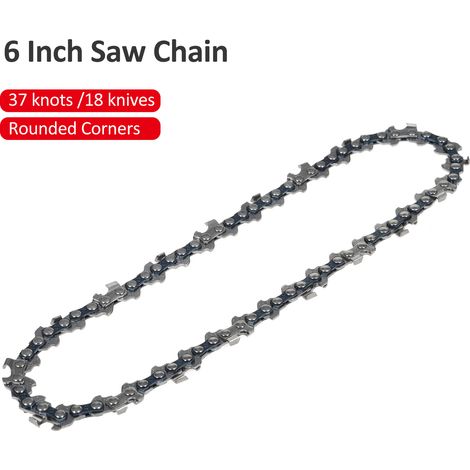 Chaîne de rechange pour tronçonneuse, 15 cm (6 pouces - 6,35 mm - 37 maillons/18 coins arrondis), accessoires pour tronçonneuse, remplacement facile, argent et bleu, 1 pièce (1/5)